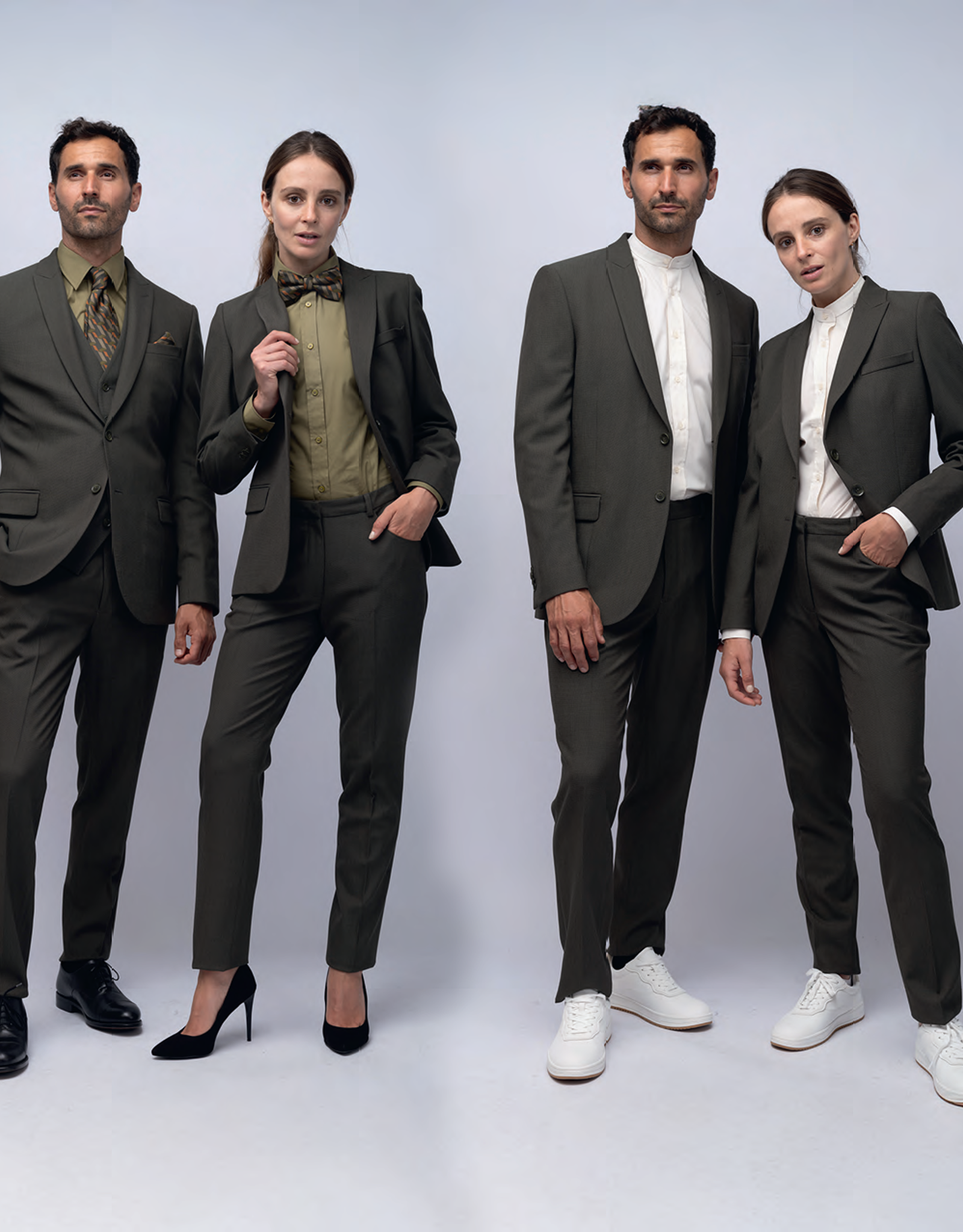 Group in bespoke olive uniforms
